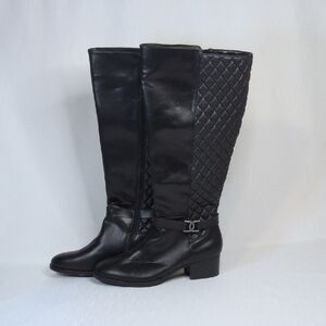 Elegant Lauren Blakwell Elise Size 11 Black Quilted Knee-High Boots New Unused